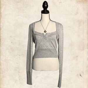 Urban Outfitters Light Gray Long Sleeve Knit Top